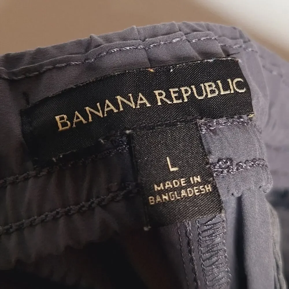 Banana Republic Men's Jogger Pants Performance Stretch Large Gray Drawstring